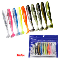 Factory wholesale Lure Worm with T-Tail, Double-Color T-Tail Soft Bait, Single-Color Curled Tail Fishing Attractant—7cm Mixed-Color Fish Lure