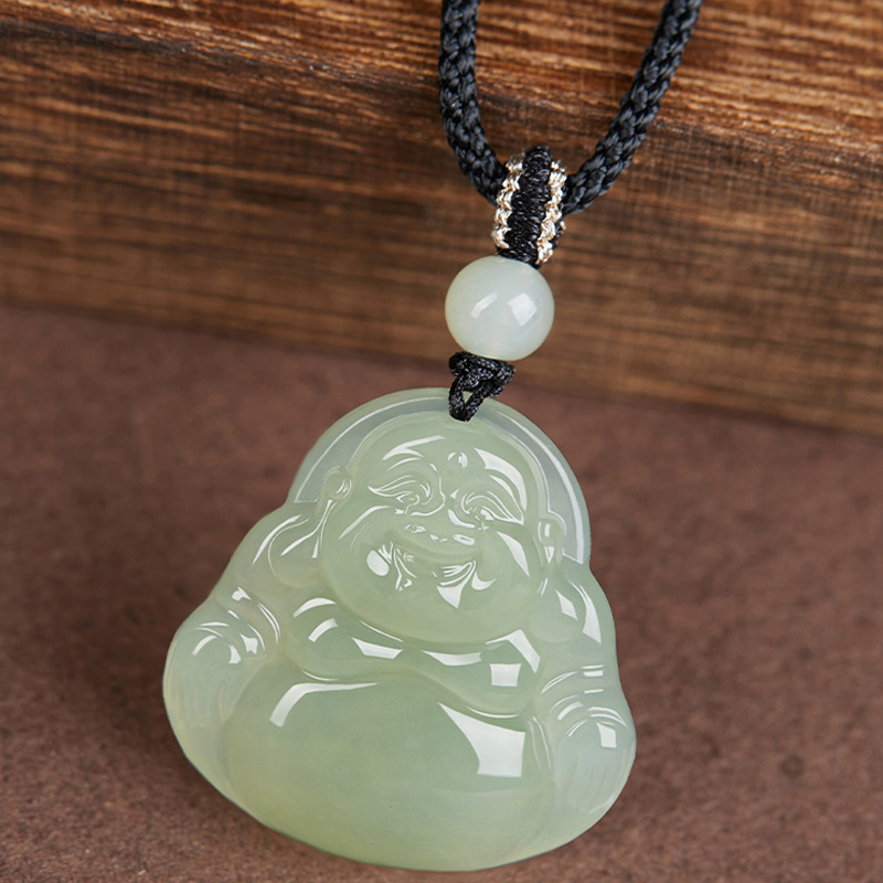새로운 중국 QINGSHUI 높은 얼음 자연 HERTIAN JADE BUDDHA 목걸이 HETIAN JADE PENDANT TRUE JADE MAITREYA BUDDHA 도매