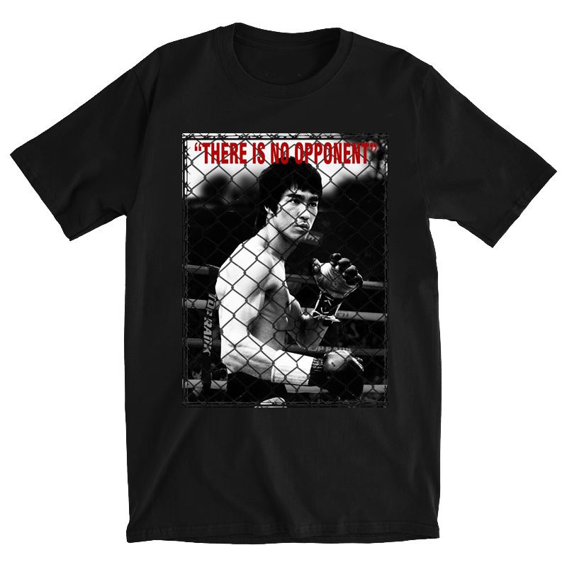 Summer 260g cotton Bruce Lee Kung Fu retro loose American West Coast men's short sleeve Boxing T-shirt