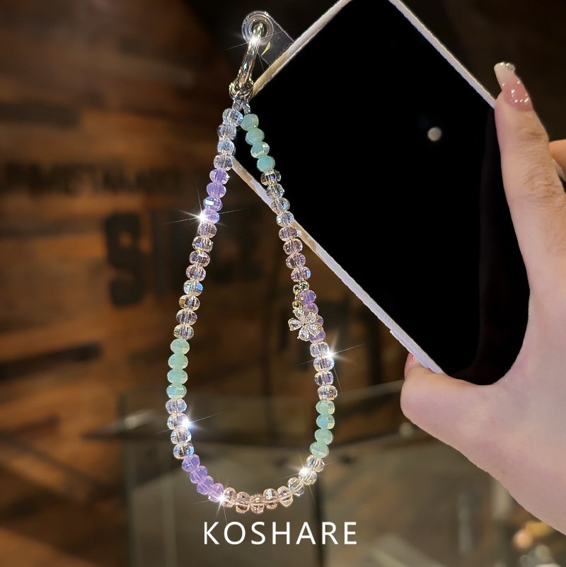 Xiaocanglan verano cristal red roja cadena de teléfono móvil de alto nivel sensación de cuerdas de muñeca bolsos colgantes chicas lujosas cadena corta de mano
