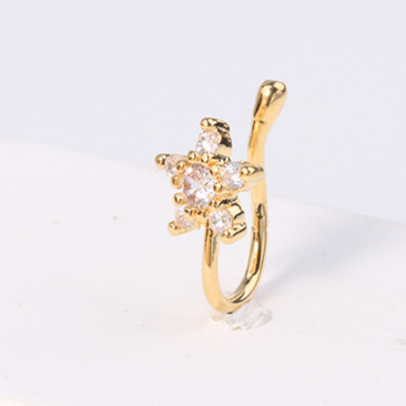 Fashionable nose piercing, diamond stone inlay, nose clip, European style