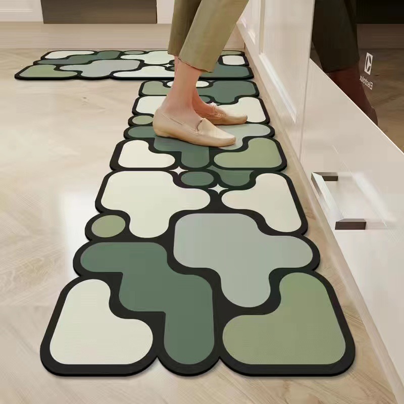 Tapis de sol de cuisine créatif en forme de puzzle, absorbant la boue de diatomées, tapis doux à séchage rapide, tapis de porte d'entrée de maison, tapis de salle de bain antidérapants_voghion.com