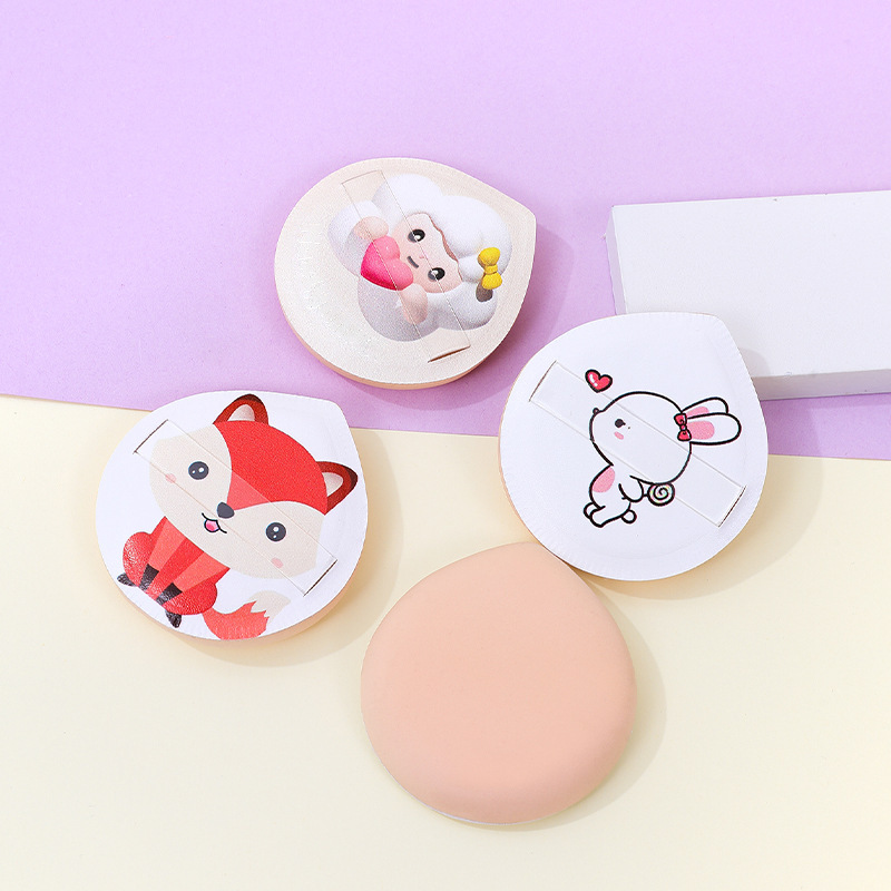 Animación personalizada 100 puntos de polvo de almohadilla de algodón super suave no comer polvo seco y húmedo de doble uso huevo maquillaje esponja maquillaje