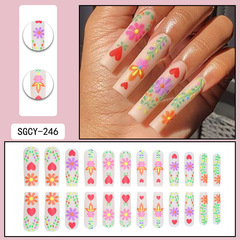 太陽花愛心穿戴甲美甲nail磨砂甲片美甲片批發可拆卸美甲甲片成品