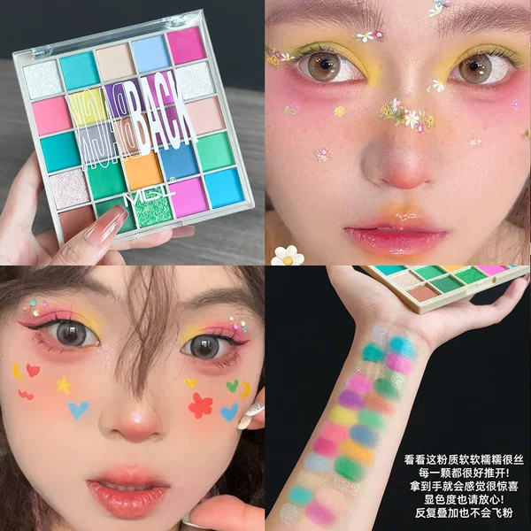 Mgl Macaron 25-Color Eyeshadow Palette Glitter Rainbow Cosplay Colorful Eyeshadow Palette Matte Shimmer Dopamine Stage