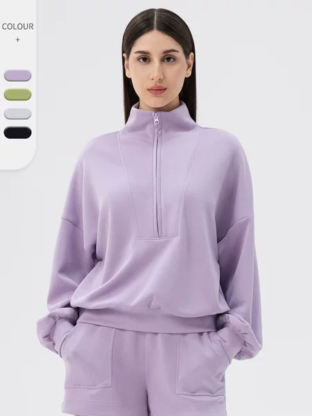 Autumn and Winter New Yoga Clothing Sports Sweat Women's Modal Air Layer Loose Collar Running Fitness Casual Top