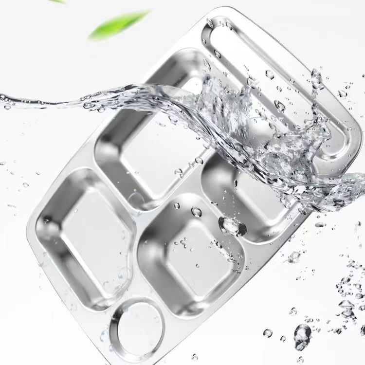 加厚食品级不锈钢不锈钢餐盘打饭加深快餐盘学校学校学生食堂饭盘