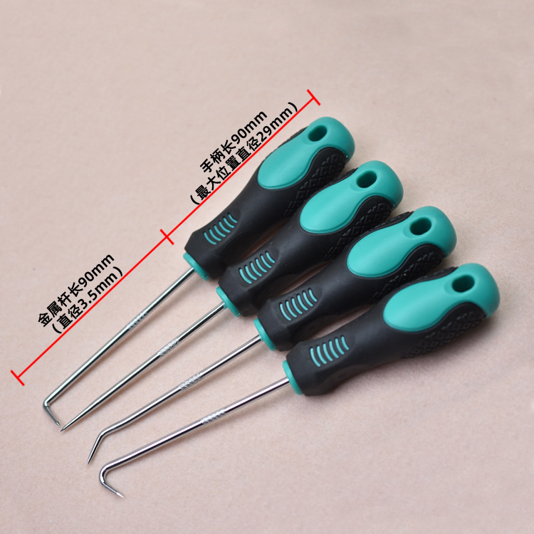 Tirador gancho sello de aceite destornillador Juego de 4 piezas destornillador gancho de ángulo recto cartucho de tóner polvo herramienta de protección automática desmontaje O-ring