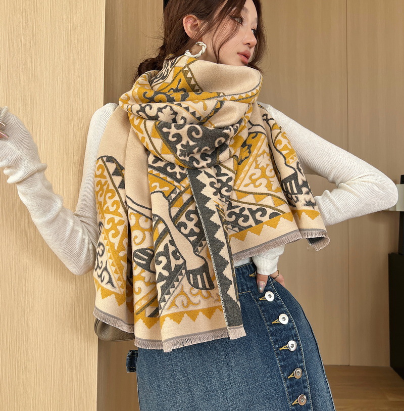 Bufanda de imitación de cachemir geométrica para mujer invierno_voghion.com