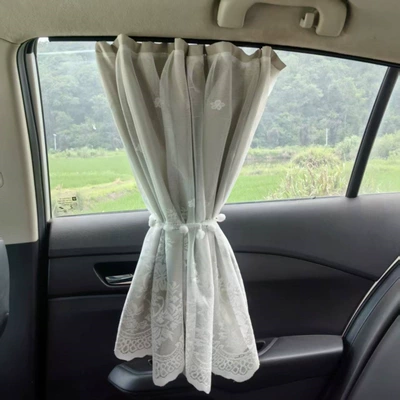 Car window blackout track-mounted sunshade curtain for babies and infants, heat-insulating and UV-protective (Car curtains) - huiqi-double-layer-lace-car-curtain-single-panel-accessories-flash-sale-discount