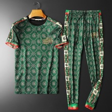 2025夏季新款男士短袖长裤休闲套装青春时尚青少年两件套男套装