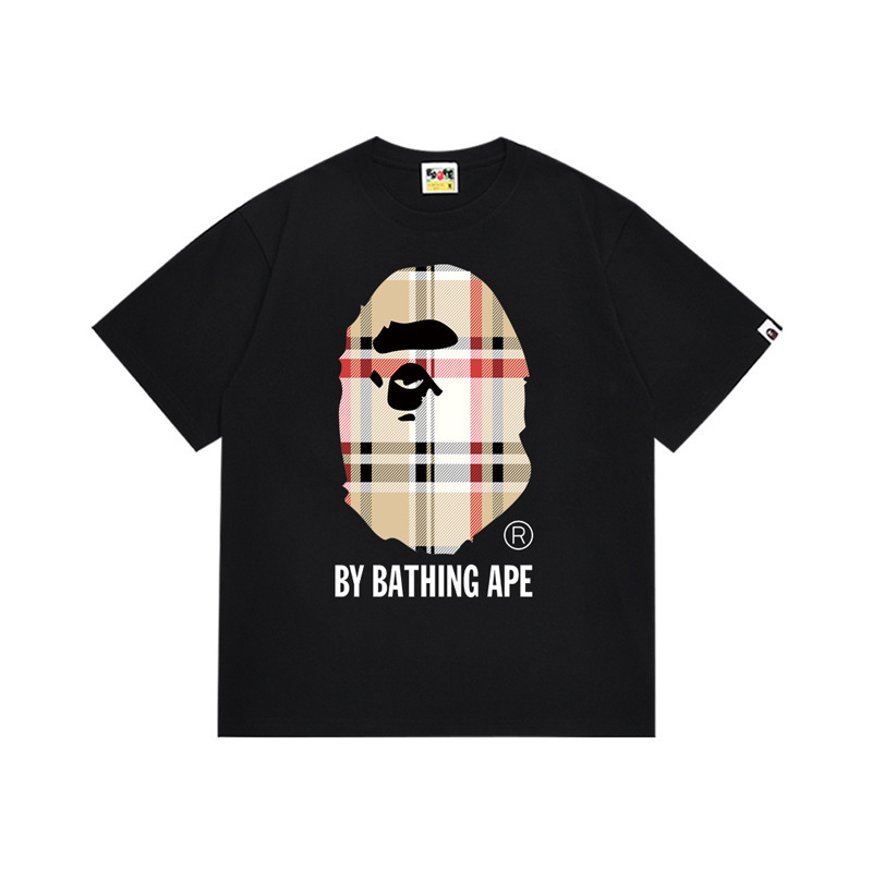 Long-Term Supplier of Trendy Cross-Border Wholesale Fashion Brands for Foreign Trade, 260g Heavyweight Bape Ape Head Shark Short-Sleeve T-Shirt