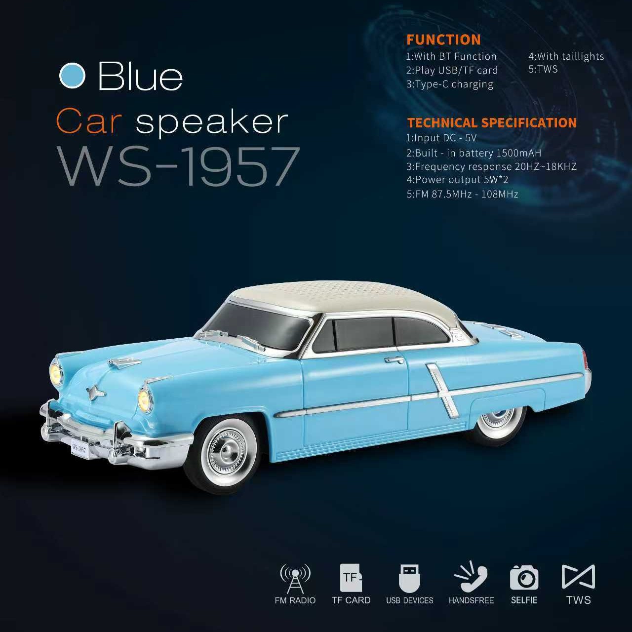 WS1957 altavoz inalámbrico multifunción retro modelo de automóvil clásico altavoz Bluetooth regalo altavoz de comercio exterior en stock
