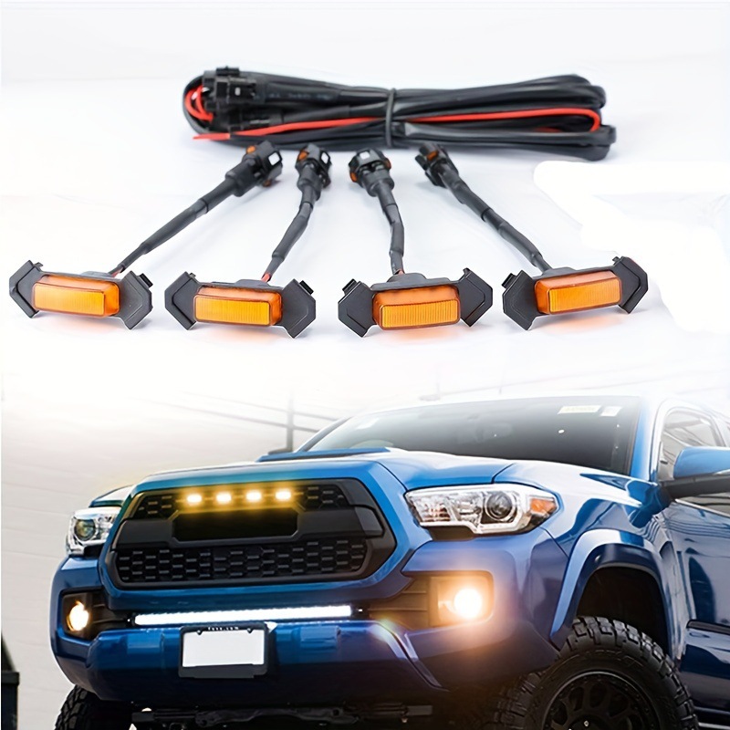 Luz decorativa LED para Tacoma Y-S33, luz diurna para Tacoma, luz amarilla pequeña para la parrilla central de Tacoma, adecuada para modelos 16~19.