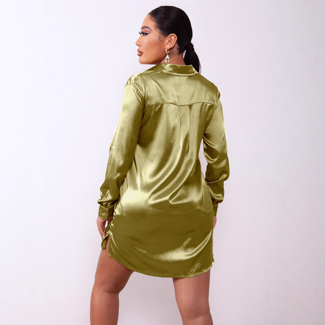 2025 primavera y verano Europa y América Estación independiente de Amazon ins Sexy Slim One-Hombro Camisa larga de mujer de estilo europeo y americano