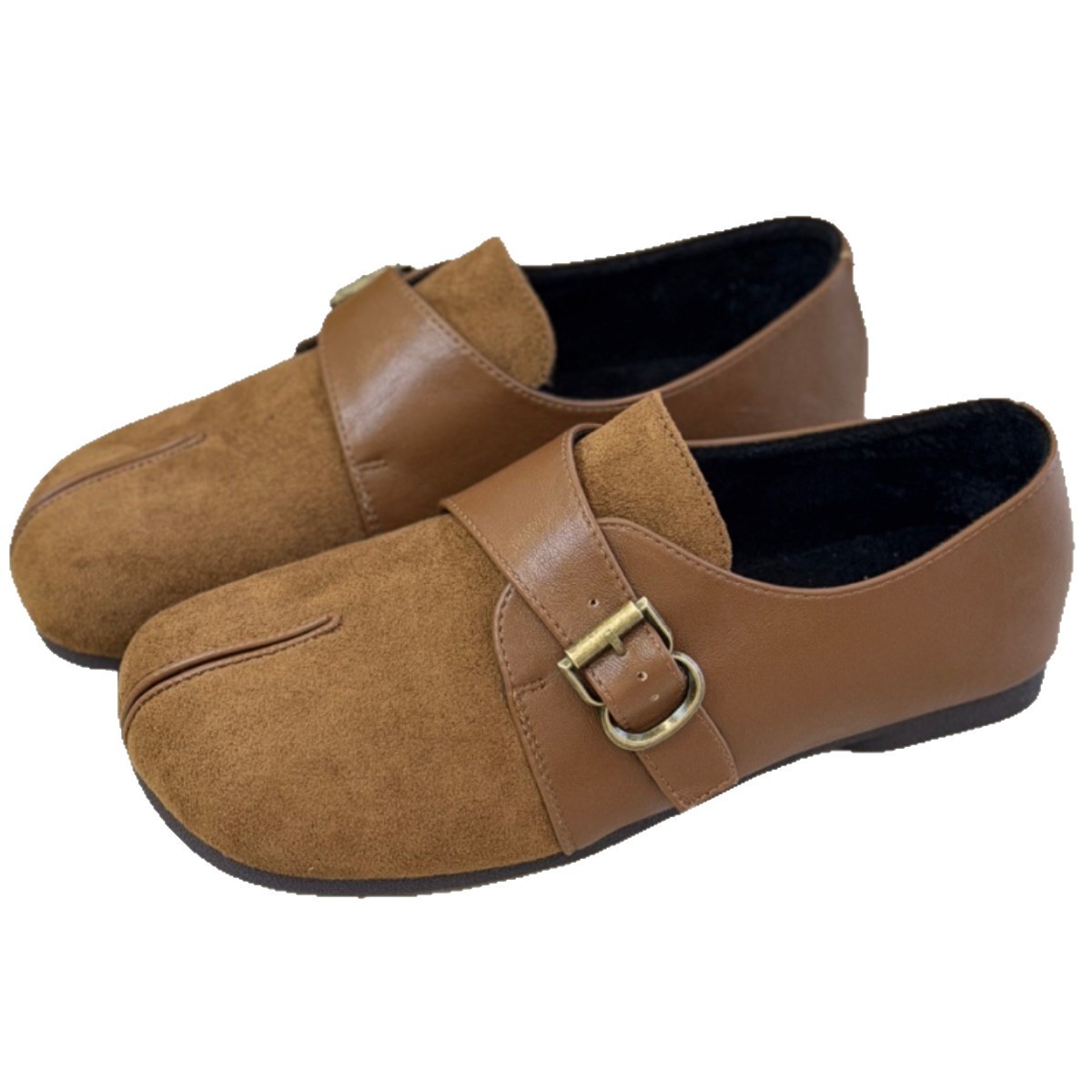 Retro Matte Suede For Women, 2025 Autumn New Versatile Soft Sole Fleece-Lined Flat Mary Jane Shoes_vogvips.com