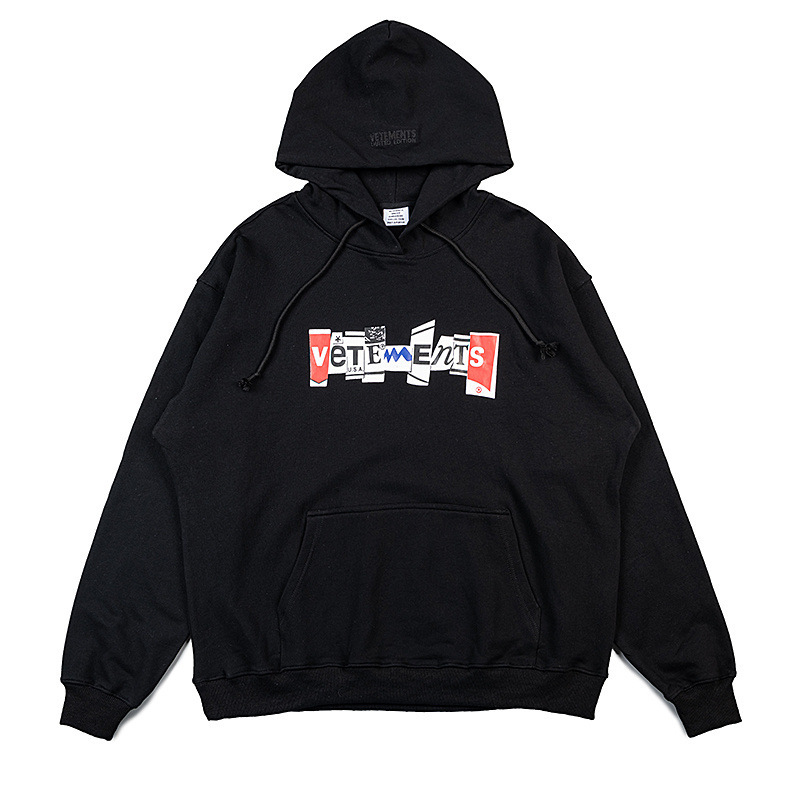 Women's Clothing lucky letter printed washed and distressed long sleeved hooded sweatshirt _voghion.com