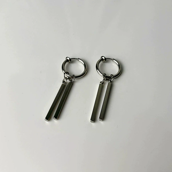 Steel color double-sided stick ear clip