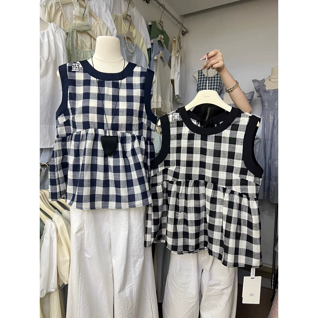 Новинка лета! 20225 новый корейский сексуальный повседневный топ без рукавов в клетку с ремешками