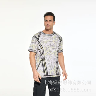 定制欧美大码数码印τ恤 四线五针圆领衫 热升华短袖 来图稿可DIY