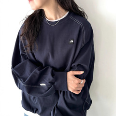 原工厂直供外贸服装NT后领托刺绣袖拼圆领男女同款情侣毛圈厚卫衣
