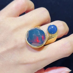 Dominican Royal Blue Mexican Red Blue Po Seiko Inlaid European Goddess Ring Diamond Multi-Section