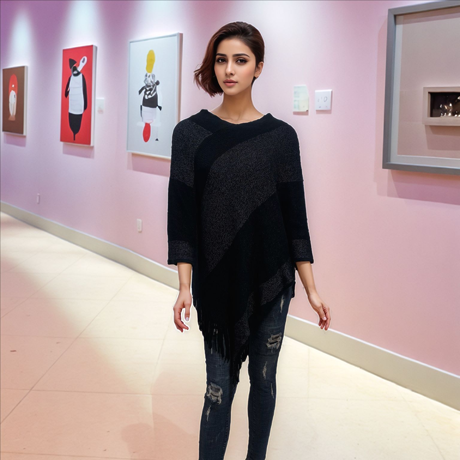 2026 European and American Style Irregular Colorful Acrylic Tassel Cape Shawl Pullover Sweater Women's Top Plus Size Aliexpress