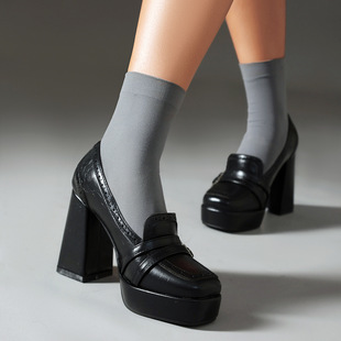 Spring 2024 Fashion Thick Bottom Square Head 40-43 plus size ebay Foreign Trade Flower Shallow Mouth High-heeled Single Shoes for Women