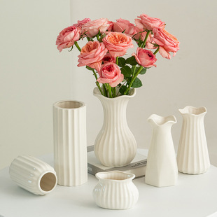 Shumen White Modern Ceramic Vase Water Raising Flowers Dried Flowers Decorative Ornaments Living Room Dining Table Ornaments Flower Vase Nordic