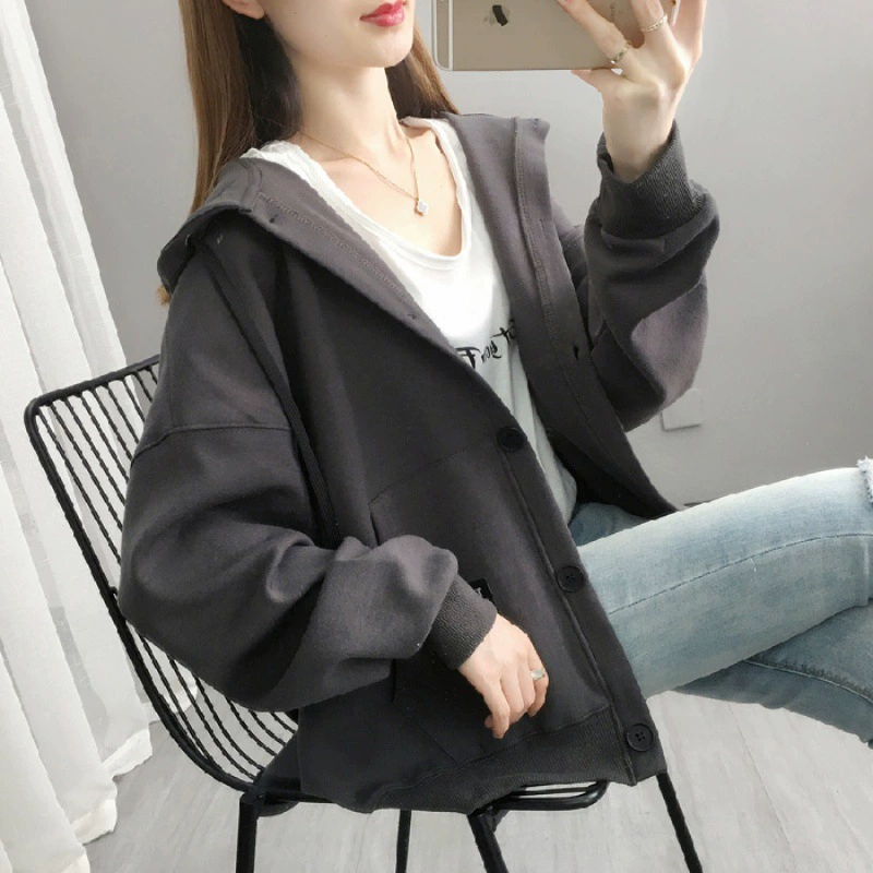Autumn fashionable thin cardigan, sweatshirt, Korean style, oversize