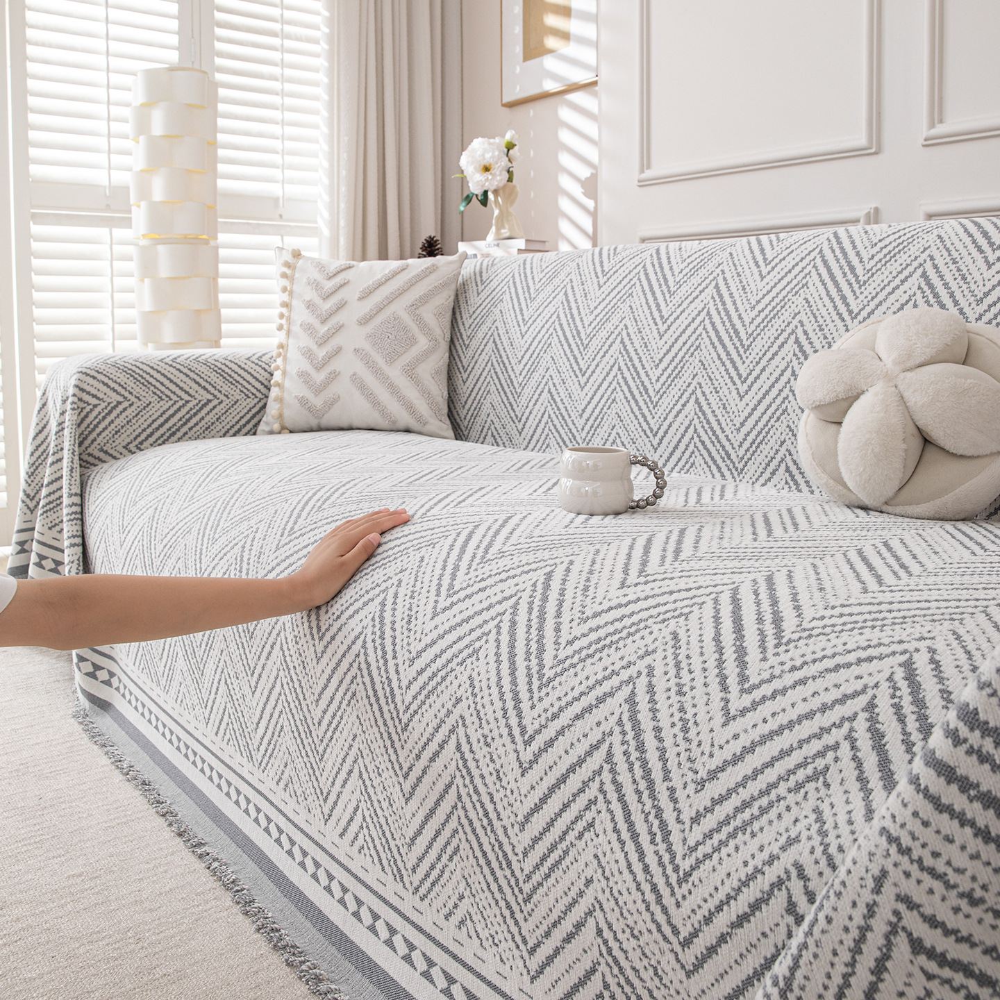 INS Sofa Chenille Wrap Anti-Slip Anti-Cat Scratch Universal Slipcover Full One-Piece Cover Towel High-End Feel_voghion.com