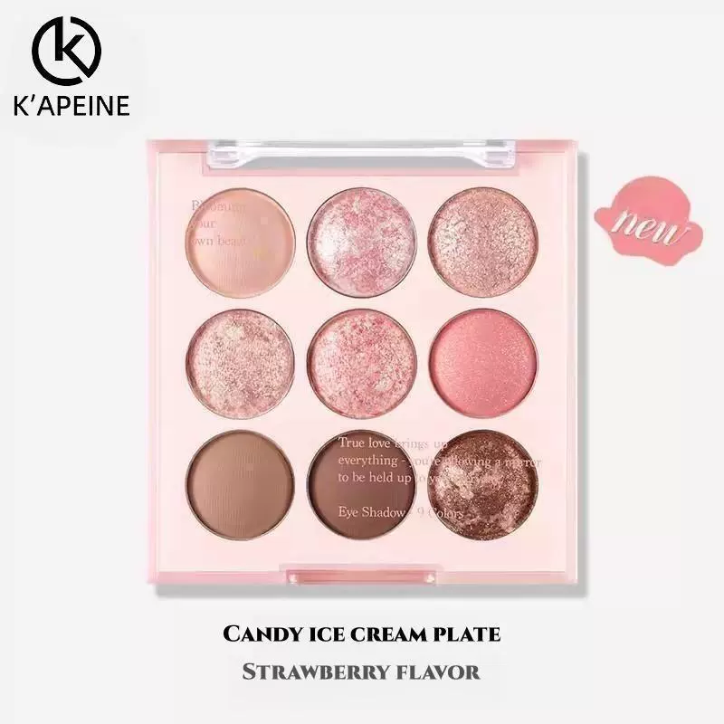 Палетка теней Nine-Color Eyeshadow Palette (K'APEINE) — матовые и жемчужные оттенки, дорожная упаковка 7.6 см