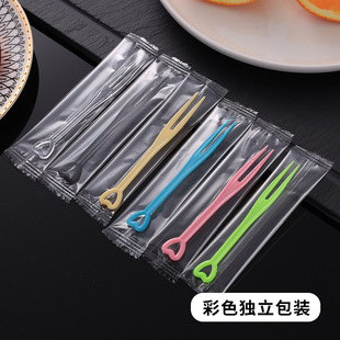 Disposable Fruit Fork Separately Packed Transparent Fruit Sign Plastic Snack KTV Snack Fork Home Zhao Zhiwu
