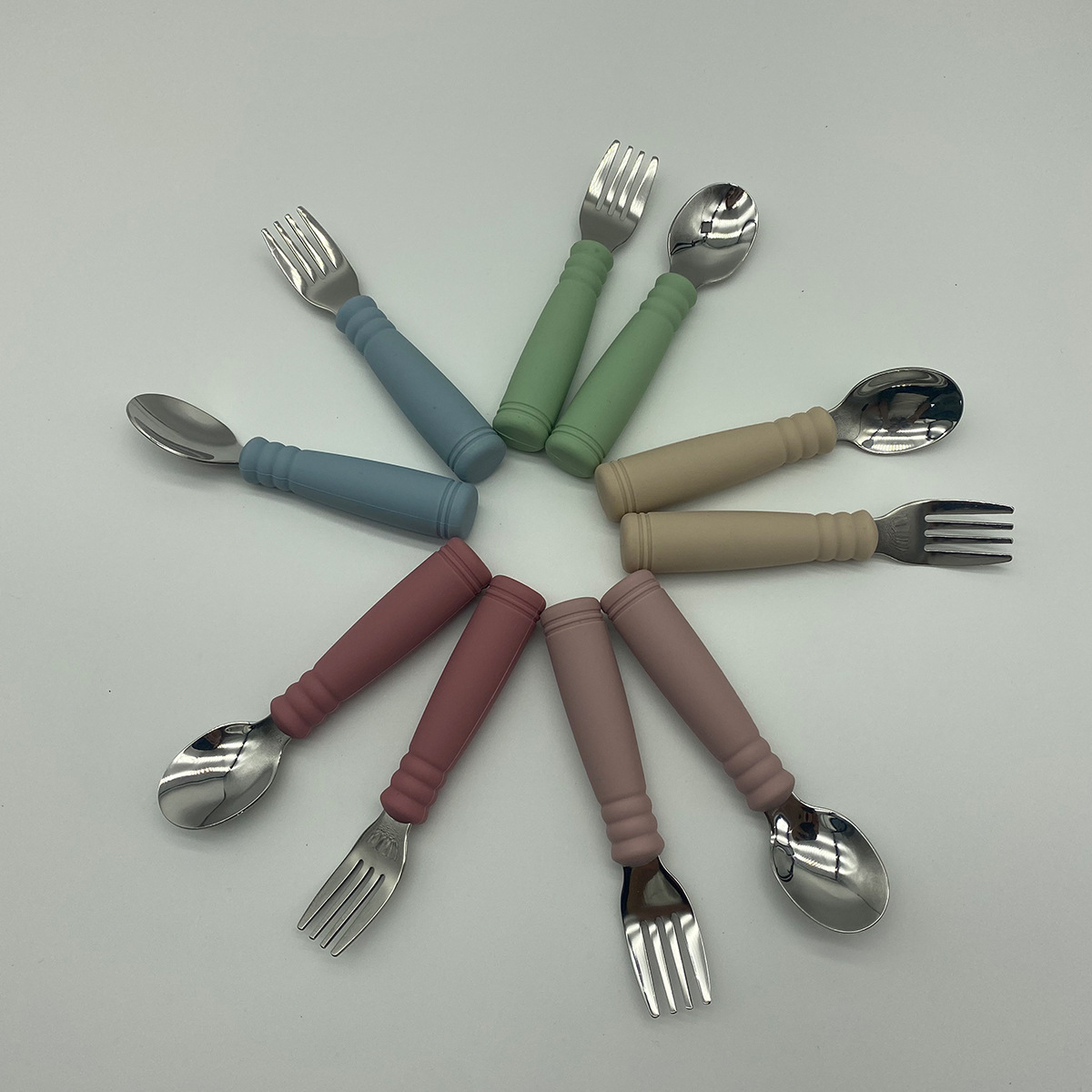 Plato de bebé transfronterizo comer tazón vajilla para niños bebé silicona acero inoxidable tenedor cuchara suplemento alimenticio herramienta resistente a la caída fabricante