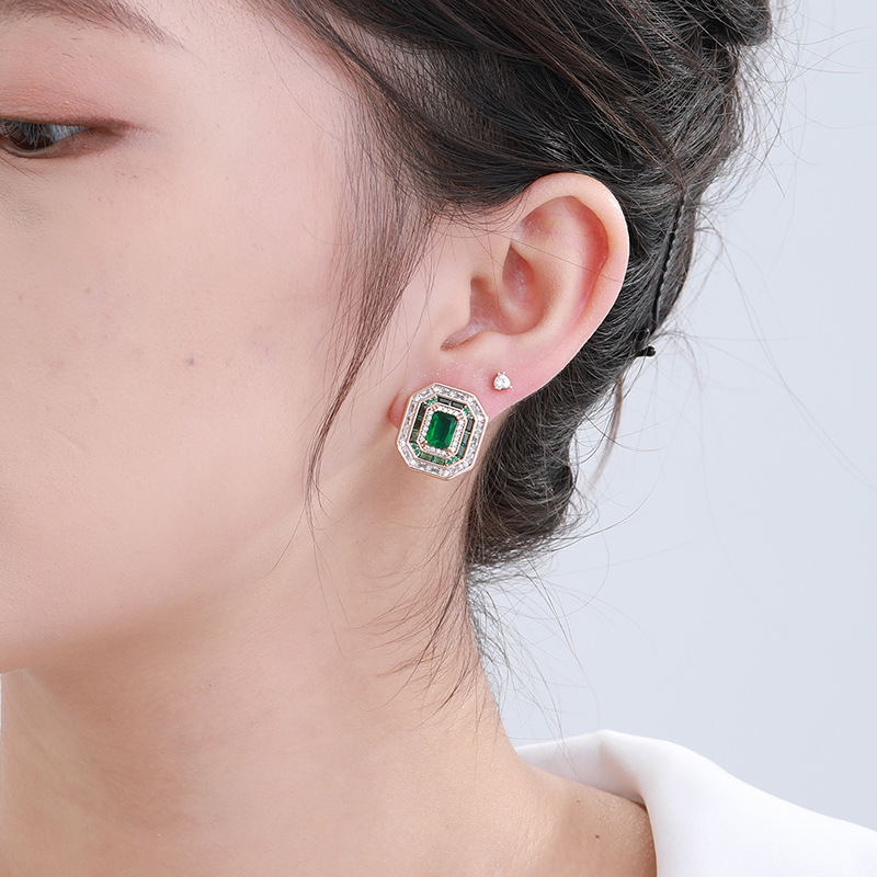 Xuping joyería de moda transfronteriza color artificial gemas pendientes rectangulares pendientes nicho de alta calidad temperamento pendientes