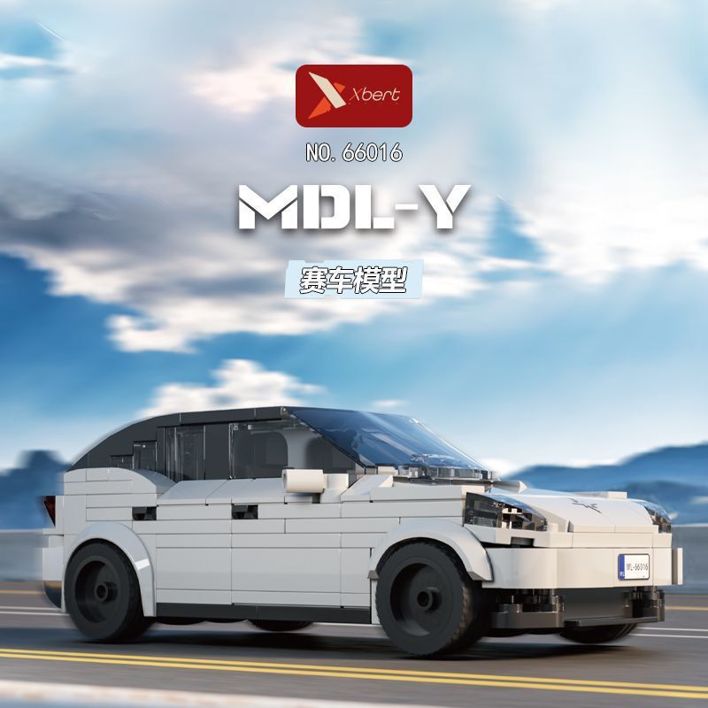 Brick Yue Tesla Car Model Assembled Moc Building Blocks Small Particles Compatible with Lego Eight-Grid Car Toy DIY Gift