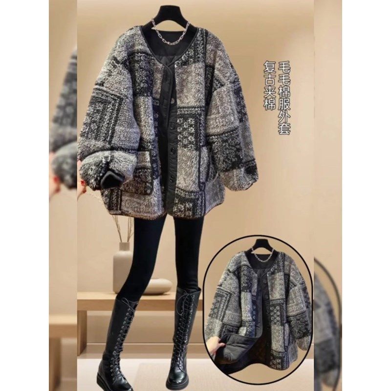 Loose Plush Lamb Velvet 2025 New Season Warm Cotton Jacket for Women Winter Quilted Polar Fleece Jacket