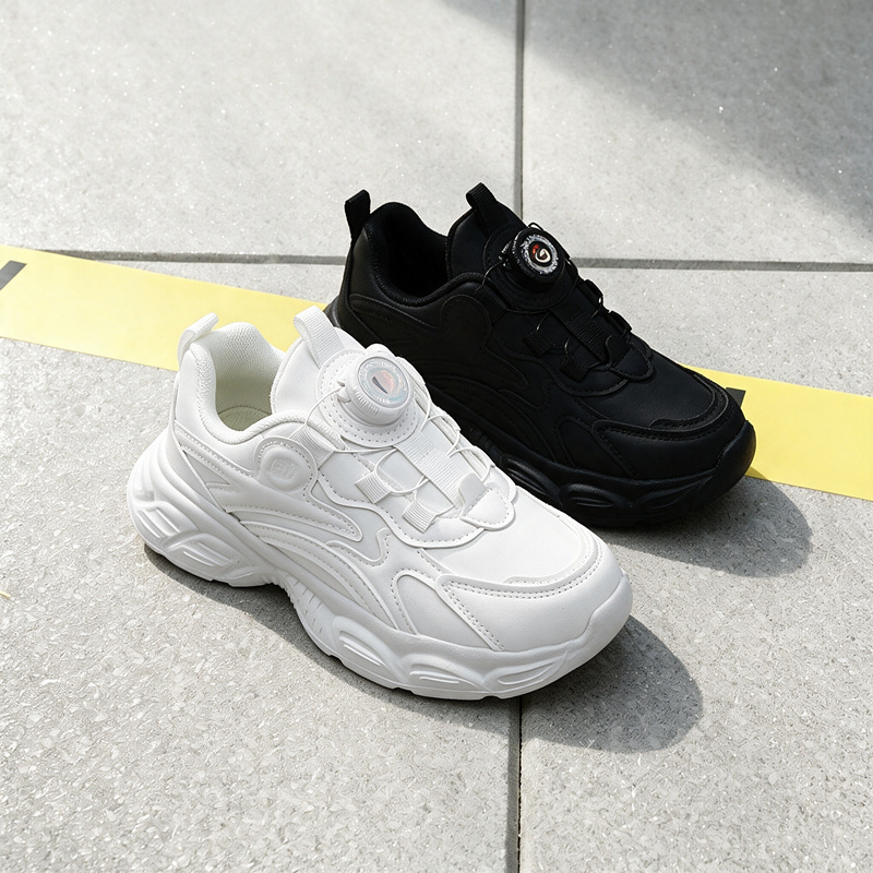 5 - 10 zapatos negros de cuero de otoño para niñas, niños, niños, zapatos deportivos para niños mayores, zapatos de correr ligeros