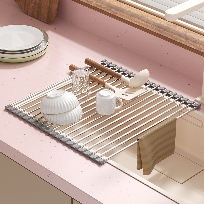 Kitchen Sink Drain Board Dishware Storage Rack Insulation Pad Storage Rack Dishwashing Sink Sink Dish Rack Foldableable