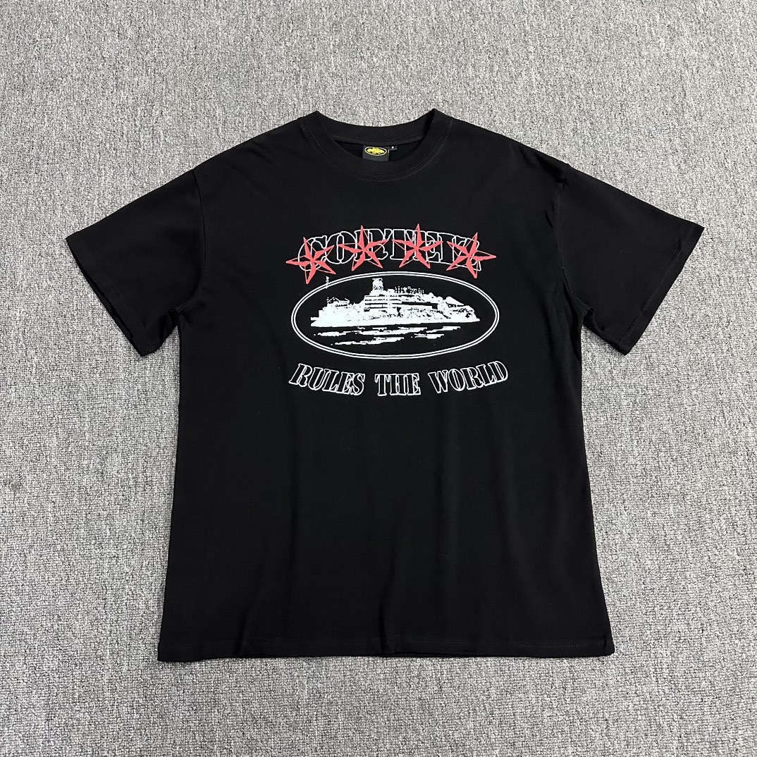 Corteiz RTW T-shirt Alcatraz Red Stars Black