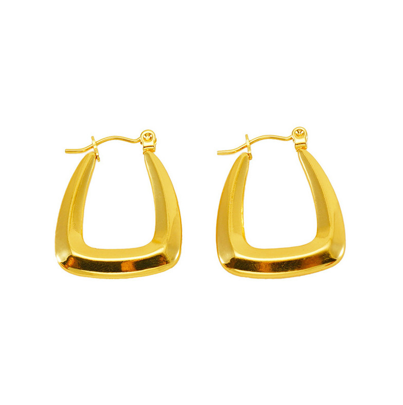 1 Par Estilo Simple Nudo De Lazo Acero Inoxidable 304 Chapados en oro de 18k Pendientes De Aro display picture 5