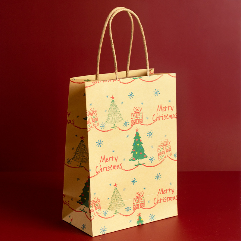 クリスマスギフト用紙袋、クリスマスイブのハンドバッグ、キャンディギフトバッグ、リンゴ包装用牛革紙袋、新入荷|undefined