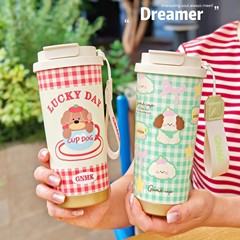 保温杯女生高颜值咖啡杯陶瓷内胆保冷杯2025新款双饮吸管杯带茶隔
