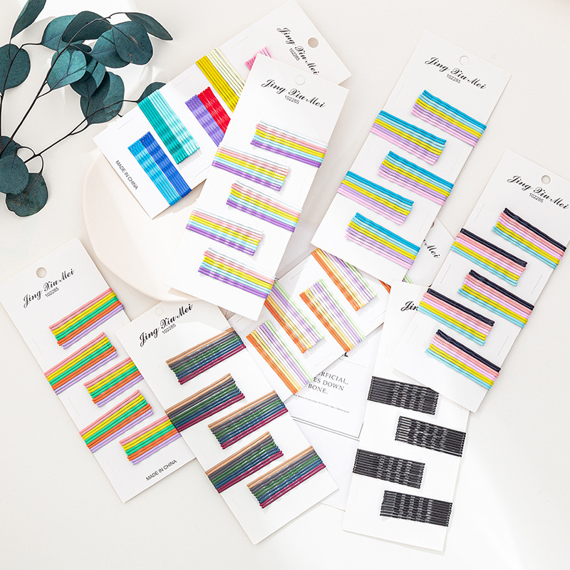 彩色一字夹糖果色韩国简约女网红发卡边夹韩版刘海夹卡子少女百搭|ms