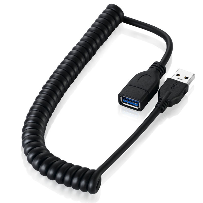 USB3.0 Spring Telescopic Extension Cable USB Male to Female Computer Mouse Keyboard U Disk Extended Data Cable 1.5m
