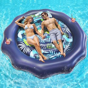 Inflatable Round Maple Leaf Floating Row Black Beauty Floating Row Summer Tanning Pool Inflatable Swimming Ring Floating Row