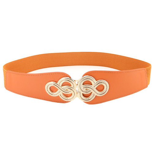 New ladies elastic belt retro twist buckle palace wide girdle with skirt coat decorative belt manufacturer