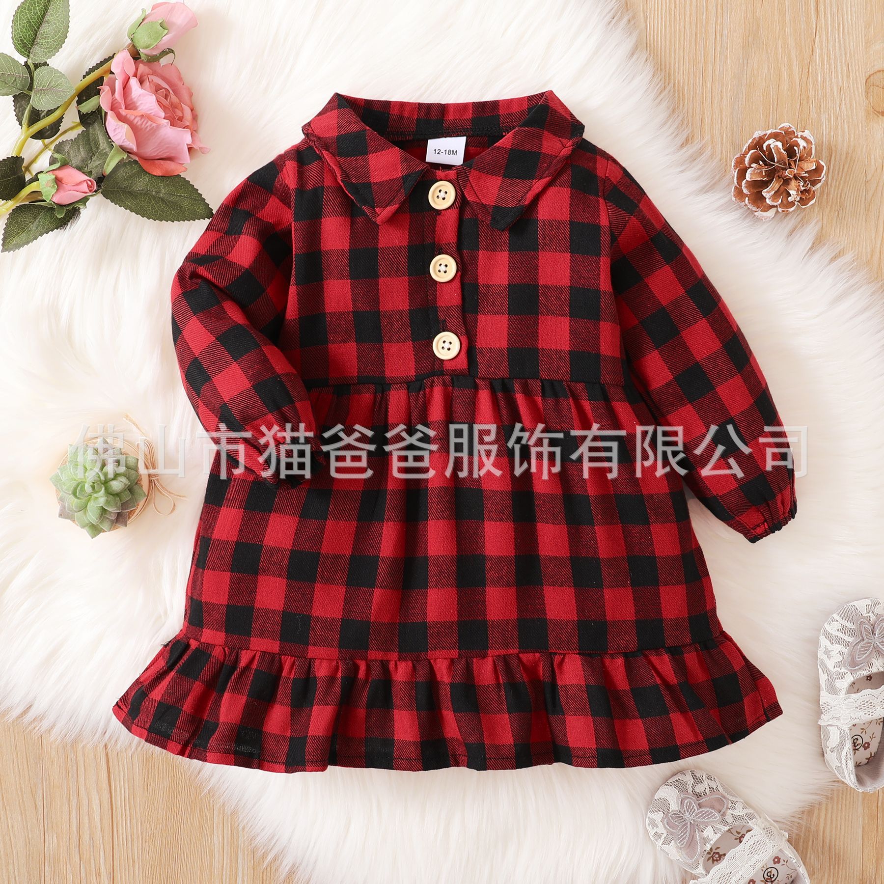 2021ins amazon nuevo Plaid vestido de una sola pieza princesa ropa popular de los niños al por mayor