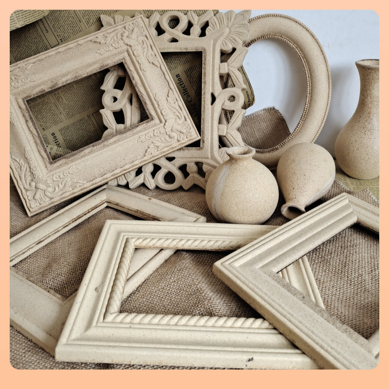 Wooden Vintage Unfinished Dried Flower Photo Frame DIY Picture Frame European-Style Shooting Prop Decorative Ornament Nostalgic Display