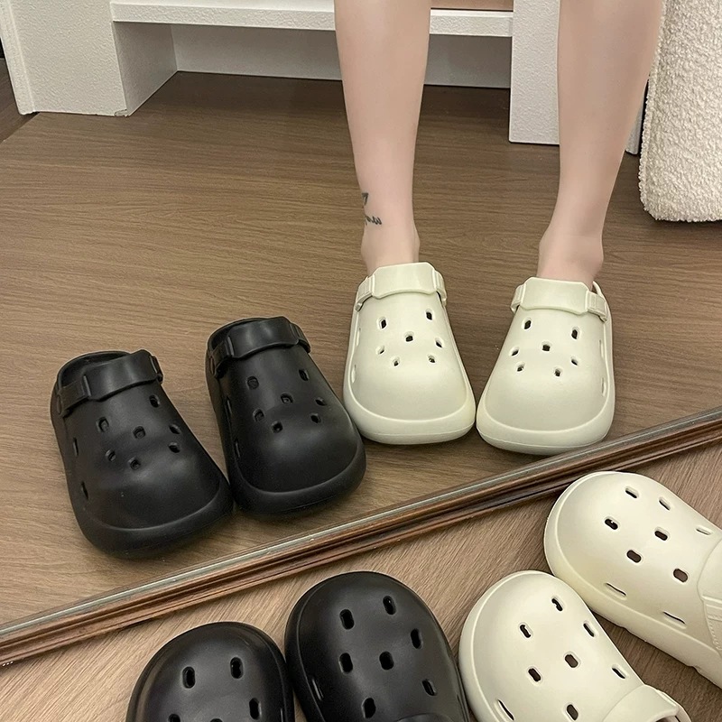 Women's Thick-Soled Clogs, Summer Garden Shoes, Non-Slip Slippers, Soft-Soled Sandals, Height-Increasing Top Quality Beach Sandals_voghion.com